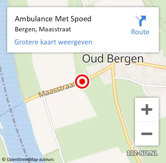 Locatie op kaart van de 112 melding: Ambulance Met Spoed Naar Bergen, Maasstraat op 13 januari 2019 20:27