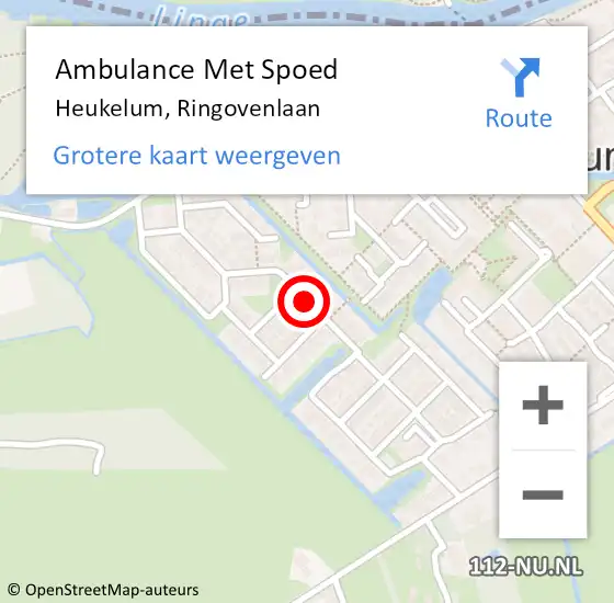 Locatie op kaart van de 112 melding: Ambulance Met Spoed Naar Heukelum, Ringovenlaan op 13 januari 2019 20:57