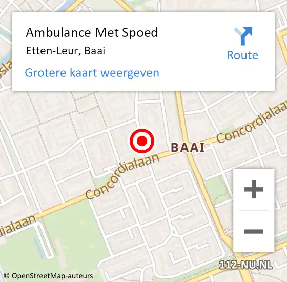 Locatie op kaart van de 112 melding: Ambulance Met Spoed Naar Etten-Leur, Baai op 13 januari 2019 21:30