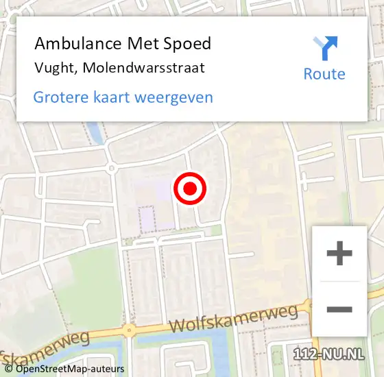 Locatie op kaart van de 112 melding: Ambulance Met Spoed Naar Vught, Molendwarsstraat op 13 januari 2019 22:50