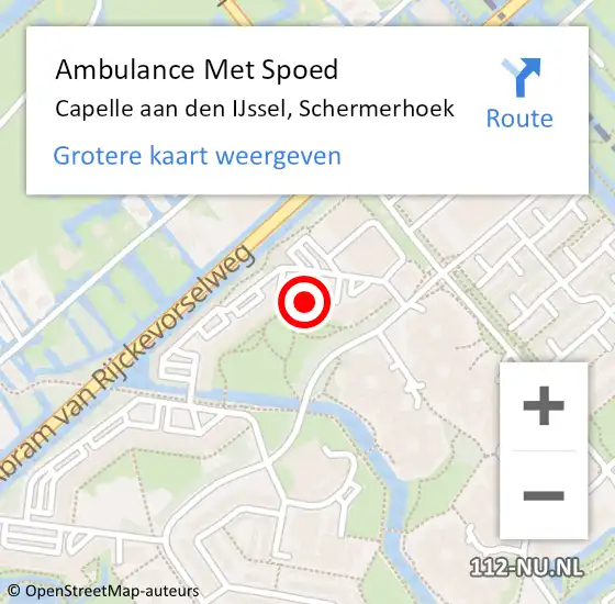 Locatie op kaart van de 112 melding: Ambulance Met Spoed Naar Capelle aan den IJssel, Schermerhoek op 13 januari 2019 23:19