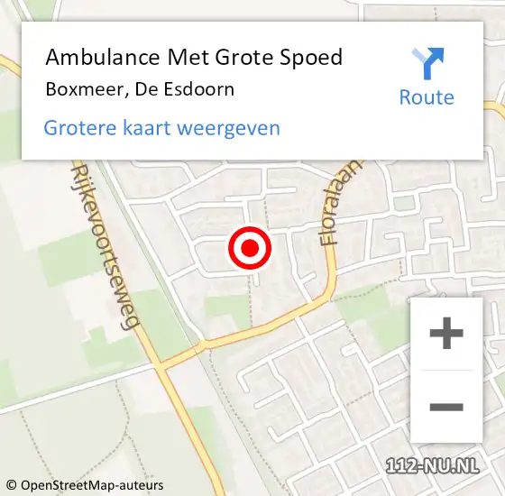 Locatie op kaart van de 112 melding: Ambulance Met Grote Spoed Naar Boxmeer, De Esdoorn op 13 januari 2019 23:35