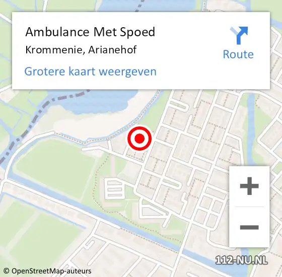 Locatie op kaart van de 112 melding: Ambulance Met Spoed Naar Krommenie, Arianehof op 13 januari 2019 23:50