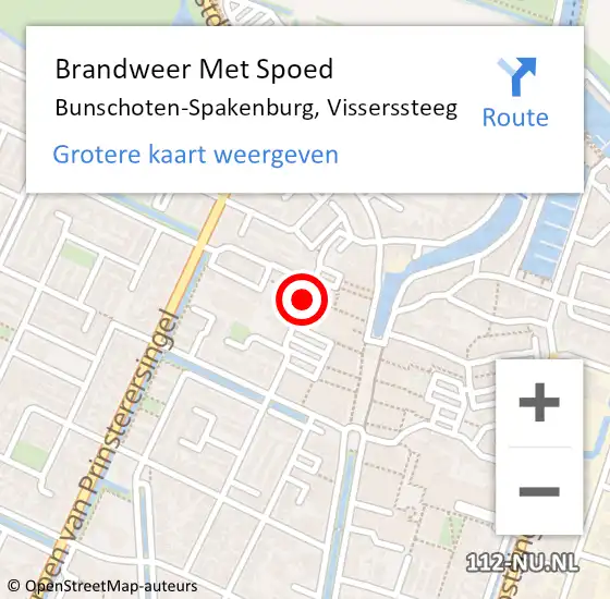 Locatie op kaart van de 112 melding: Brandweer Met Spoed Naar Bunschoten-Spakenburg, Visserssteeg op 14 januari 2019 02:55