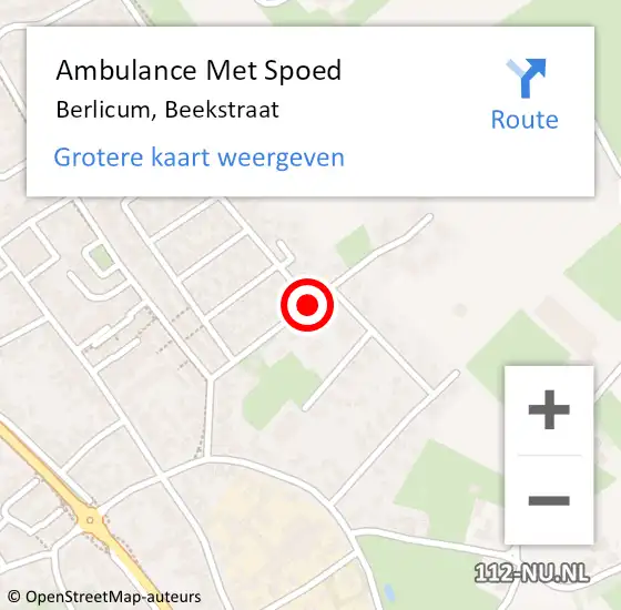 Locatie op kaart van de 112 melding: Ambulance Met Spoed Naar Berlicum, Beekstraat op 14 januari 2019 07:10