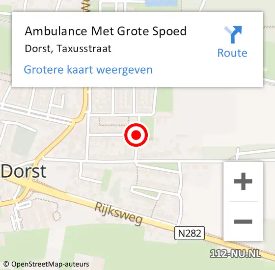 Locatie op kaart van de 112 melding: Ambulance Met Grote Spoed Naar Dorst, Taxusstraat op 14 januari 2019 07:35