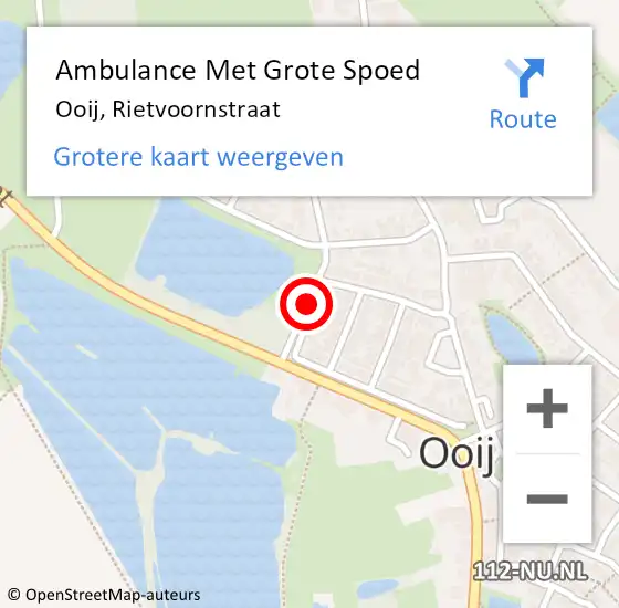 Locatie op kaart van de 112 melding: Ambulance Met Grote Spoed Naar Ooij, Rietvoornstraat op 14 januari 2019 08:43