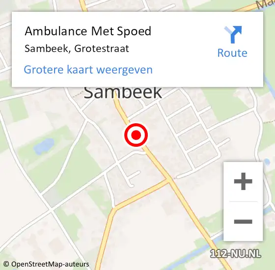 Locatie op kaart van de 112 melding: Ambulance Met Spoed Naar Sambeek, Grotestraat op 14 januari 2019 09:04