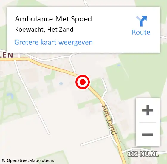 Locatie op kaart van de 112 melding: Ambulance Met Spoed Naar Koewacht, Het Zand op 14 januari 2019 09:56