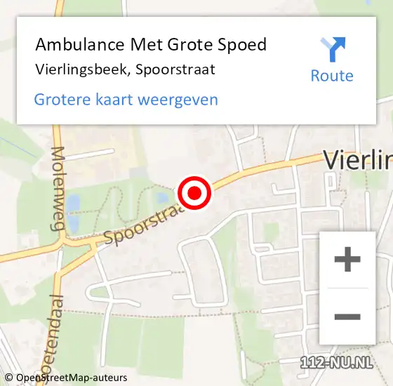 Locatie op kaart van de 112 melding: Ambulance Met Grote Spoed Naar Vierlingsbeek, Spoorstraat op 14 januari 2019 10:13