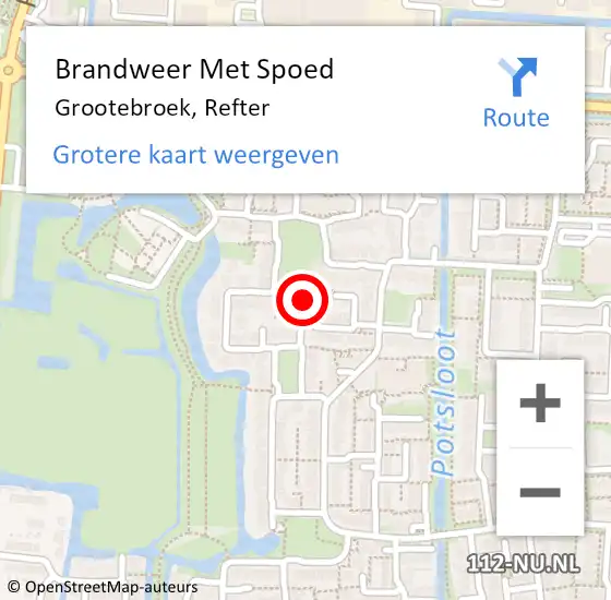 Locatie op kaart van de 112 melding: Brandweer Met Spoed Naar Grootebroek, Refter op 14 januari 2019 10:15