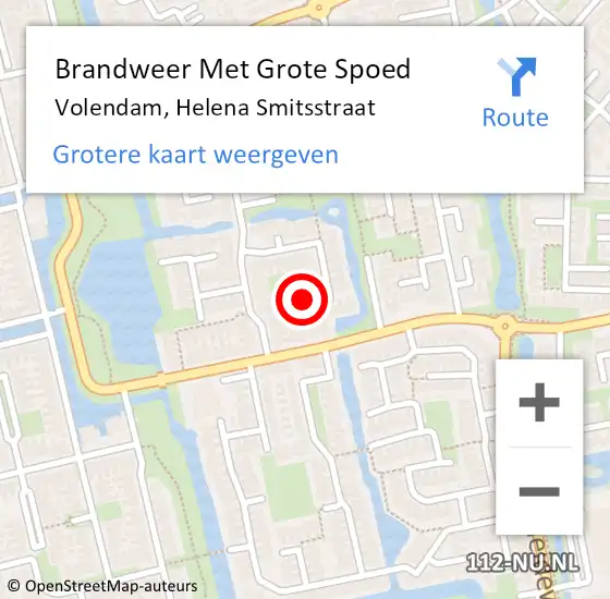 Locatie op kaart van de 112 melding: Brandweer Met Grote Spoed Naar Volendam, Helena Smitsstraat op 14 januari 2019 11:18