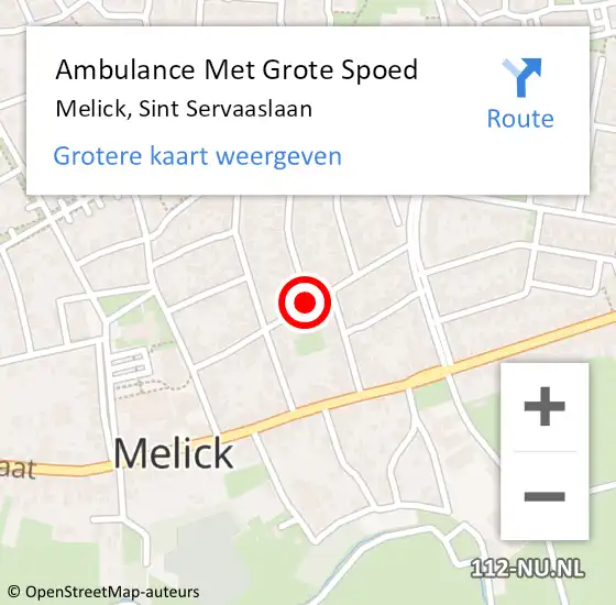 Locatie op kaart van de 112 melding: Ambulance Met Grote Spoed Naar Melick, Sint Servaaslaan op 14 januari 2019 11:54