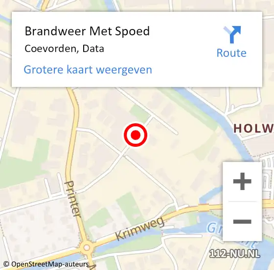 Locatie op kaart van de 112 melding: Brandweer Met Spoed Naar Coevorden, Data op 14 januari 2019 12:01