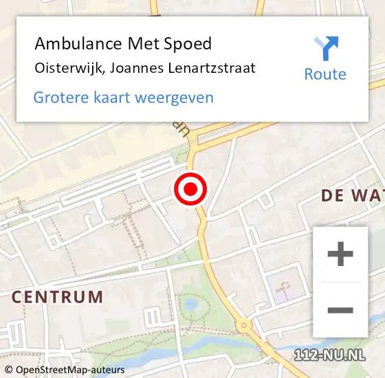 Locatie op kaart van de 112 melding: Ambulance Met Spoed Naar Oisterwijk, Joannes Lenartzstraat op 14 januari 2019 12:14