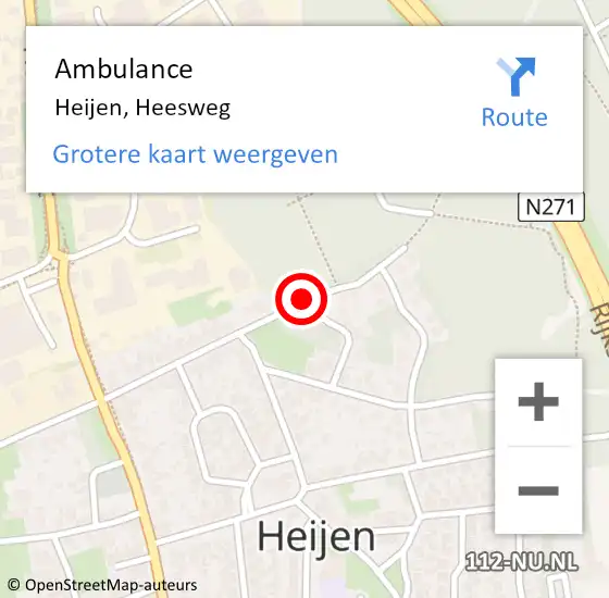 Locatie op kaart van de 112 melding: Ambulance Heijen, Heesweg op 14 januari 2019 12:15