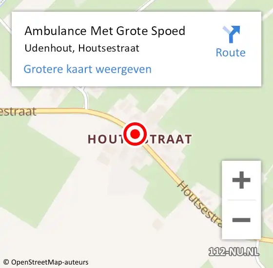 Locatie op kaart van de 112 melding: Ambulance Met Grote Spoed Naar Udenhout, Houtsestraat op 14 januari 2019 13:47