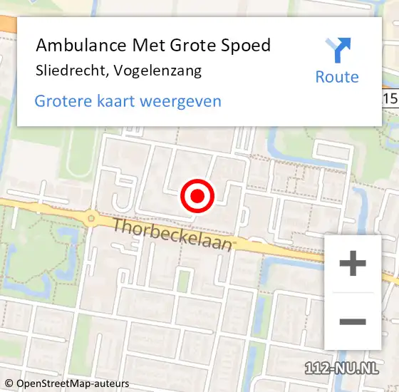 Locatie op kaart van de 112 melding: Ambulance Met Grote Spoed Naar Sliedrecht, Vogelenzang op 14 januari 2019 14:16