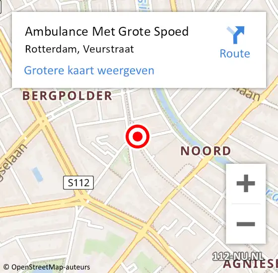 Locatie op kaart van de 112 melding: Ambulance Met Grote Spoed Naar Rotterdam, Veurstraat op 14 januari 2019 14:19
