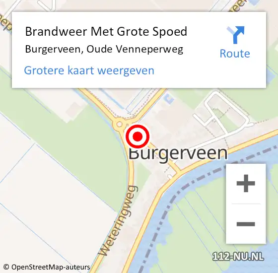 Locatie op kaart van de 112 melding: Brandweer Met Grote Spoed Naar Burgerveen, Oude Venneperweg op 14 januari 2019 14:50