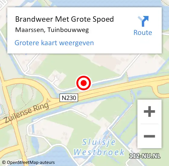 Locatie op kaart van de 112 melding: Brandweer Met Grote Spoed Naar Maarssen, Tuinbouwweg op 14 januari 2019 14:52