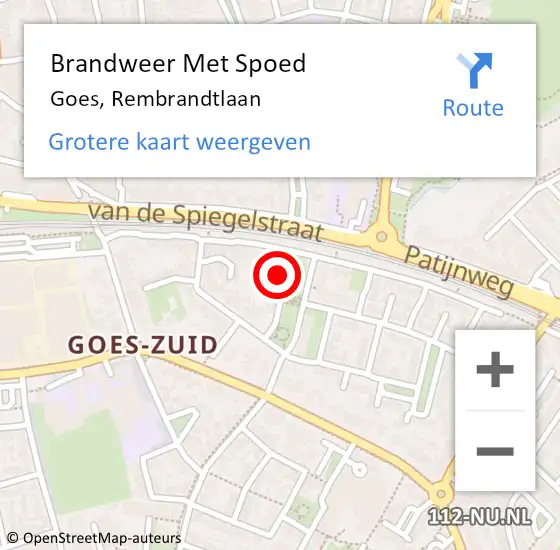 Locatie op kaart van de 112 melding: Brandweer Met Spoed Naar Goes, Rembrandtlaan op 20 maart 2014 15:00