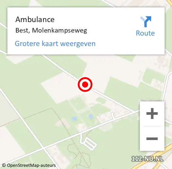 Locatie op kaart van de 112 melding: Ambulance Best, Molenkampseweg op 14 januari 2019 16:27