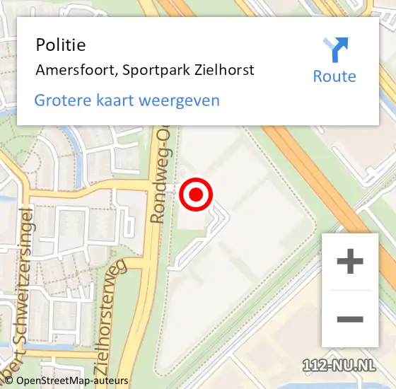 Locatie op kaart van de 112 melding: Politie Amersfoort, Sportpark Zielhorst op 14 januari 2019 17:29