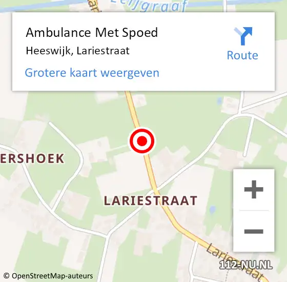 Locatie op kaart van de 112 melding: Ambulance Met Spoed Naar Heeswijk, Lariestraat op 14 januari 2019 17:49