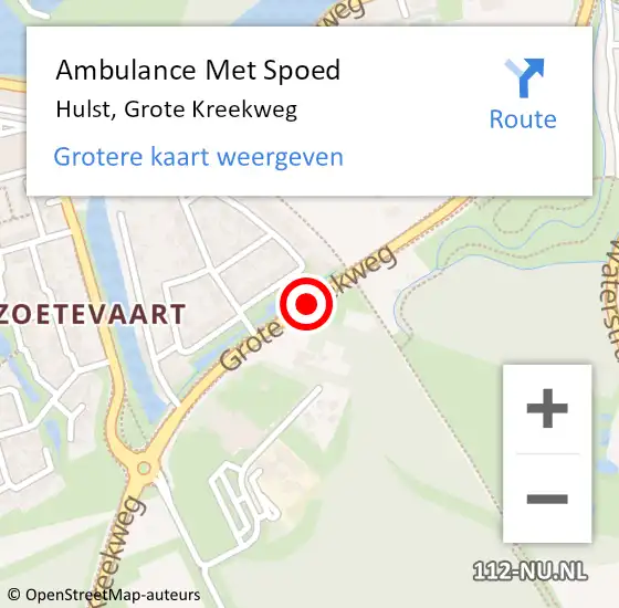 Locatie op kaart van de 112 melding: Ambulance Met Spoed Naar Hulst, Grote Kreekweg op 14 januari 2019 17:53