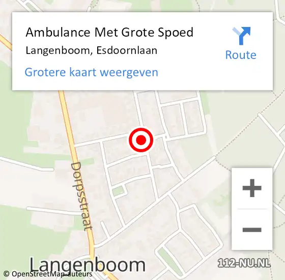 Locatie op kaart van de 112 melding: Ambulance Met Grote Spoed Naar Langenboom, Esdoornlaan op 14 januari 2019 18:29