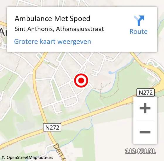 Locatie op kaart van de 112 melding: Ambulance Met Spoed Naar Sint Anthonis, Athanasiusstraat op 14 januari 2019 18:32