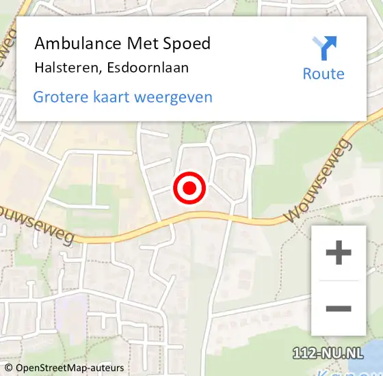 Locatie op kaart van de 112 melding: Ambulance Met Spoed Naar Halsteren, Esdoornlaan op 14 januari 2019 19:06