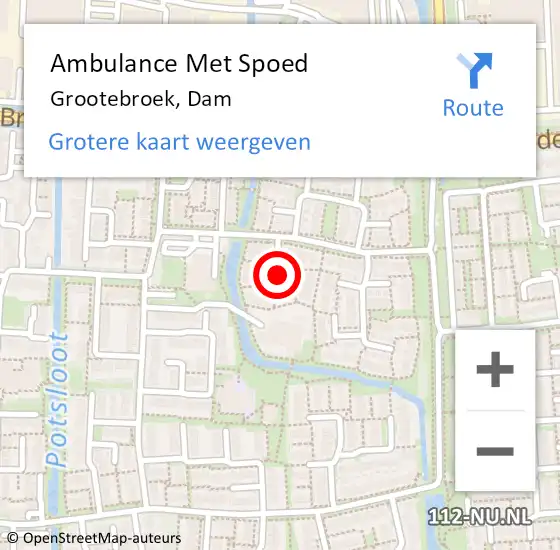 Locatie op kaart van de 112 melding: Ambulance Met Spoed Naar Grootebroek, Dam op 14 januari 2019 19:31