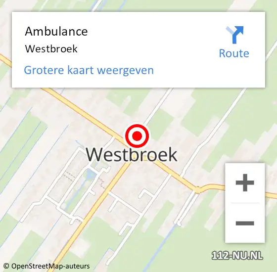 Locatie op kaart van de 112 melding: Ambulance Westbroek op 14 januari 2019 20:13