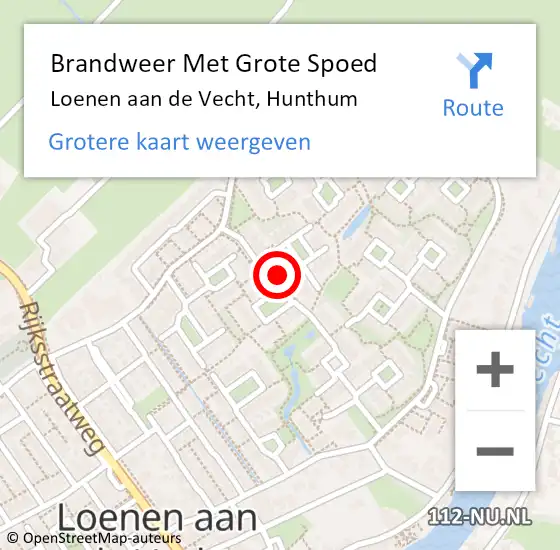 Locatie op kaart van de 112 melding: Brandweer Met Grote Spoed Naar Loenen aan de Vecht, Hunthum op 14 januari 2019 21:01