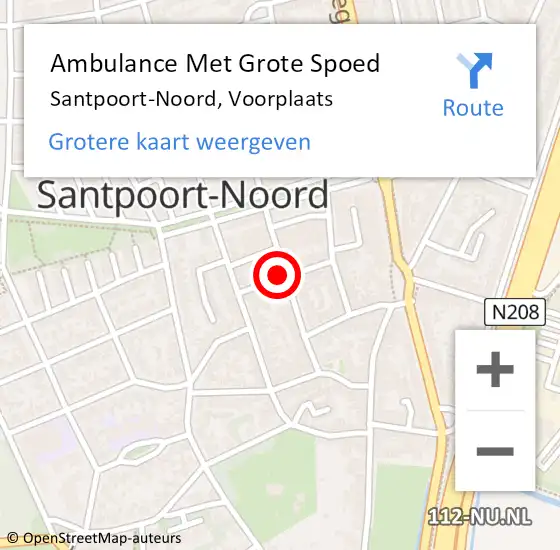 Locatie op kaart van de 112 melding: Ambulance Met Grote Spoed Naar Santpoort-Noord, Voorplaats op 14 januari 2019 21:12