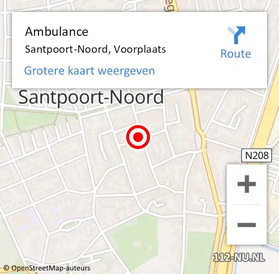 Locatie op kaart van de 112 melding: Ambulance Santpoort-Noord, Voorplaats op 14 januari 2019 21:16