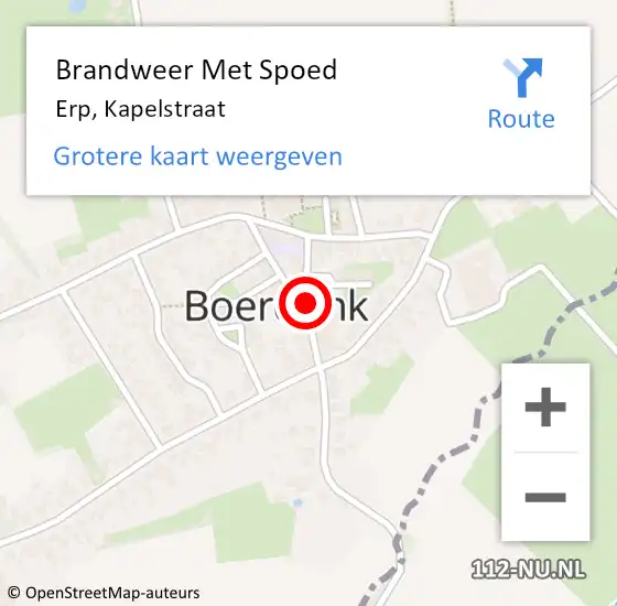 Locatie op kaart van de 112 melding: Brandweer Met Spoed Naar Erp, Kapelstraat op 14 januari 2019 21:21