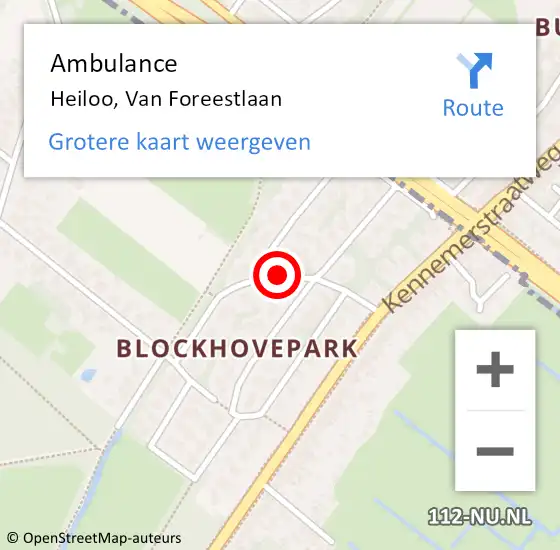 Locatie op kaart van de 112 melding: Ambulance Heiloo, Van Foreestlaan op 14 januari 2019 21:32