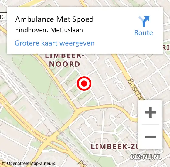 Locatie op kaart van de 112 melding: Ambulance Met Spoed Naar Eindhoven, Metiuslaan op 14 januari 2019 22:09