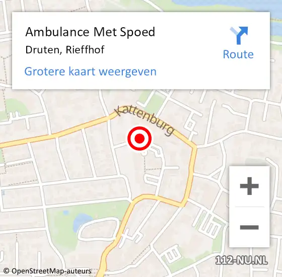 Locatie op kaart van de 112 melding: Ambulance Met Spoed Naar Druten, Rieffhof op 14 januari 2019 22:24