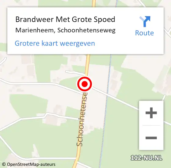 Locatie op kaart van de 112 melding: Brandweer Met Grote Spoed Naar Mariënheem, Schoonhetenseweg op 14 januari 2019 23:35