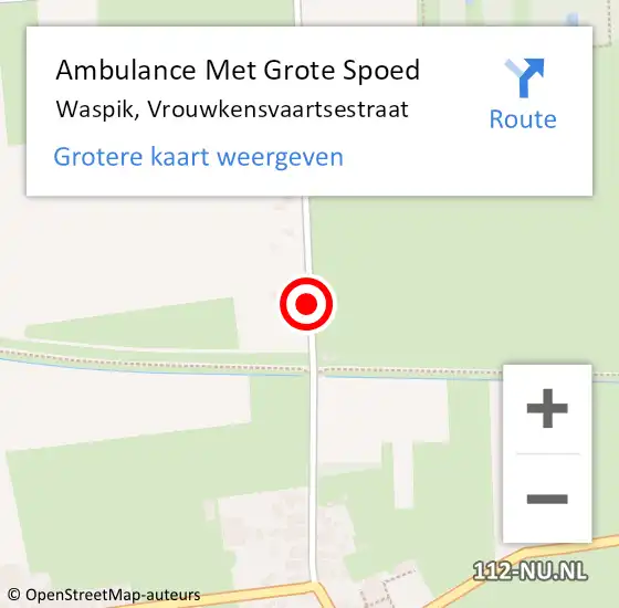 Locatie op kaart van de 112 melding: Ambulance Met Grote Spoed Naar Waspik, Vrouwkensvaartsestraat op 15 januari 2019 00:44