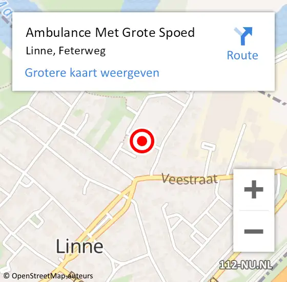 Locatie op kaart van de 112 melding: Ambulance Met Grote Spoed Naar Linne, Feterweg op 15 januari 2019 04:23