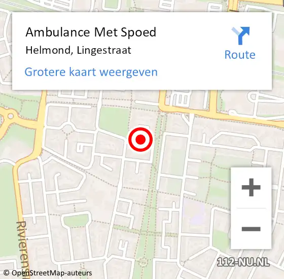 Locatie op kaart van de 112 melding: Ambulance Met Spoed Naar Helmond, Lingestraat op 15 januari 2019 05:44