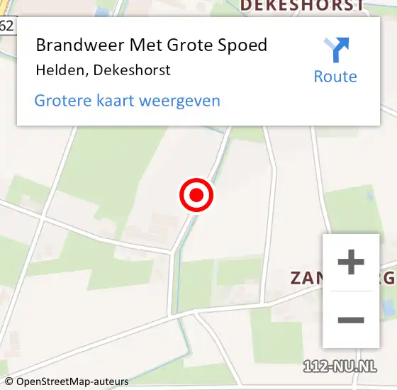 Locatie op kaart van de 112 melding: Brandweer Met Grote Spoed Naar Helden, Dekeshorst op 15 januari 2019 06:52