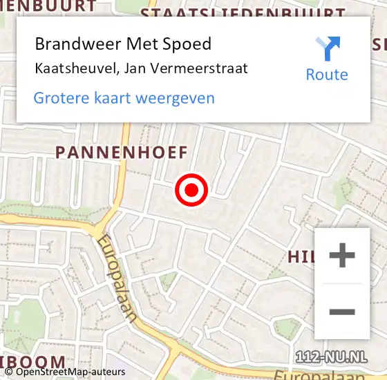 Locatie op kaart van de 112 melding: Brandweer Met Spoed Naar Kaatsheuvel, Jan Vermeerstraat op 15 januari 2019 07:50