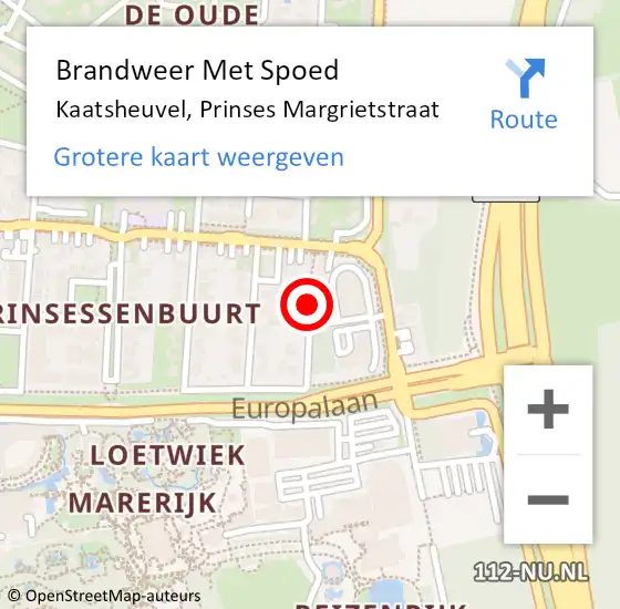 Locatie op kaart van de 112 melding: Brandweer Met Spoed Naar Kaatsheuvel, Prinses Margrietstraat op 15 januari 2019 07:55