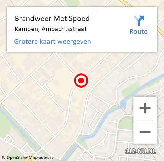 Locatie op kaart van de 112 melding: Brandweer Met Spoed Naar Kampen, Ambachtsstraat op 15 januari 2019 08:01